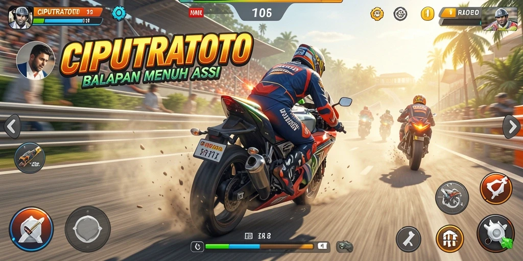 Tampilan gameplay seru dari CIPUTRATOTO yang menampilkan balapan motor.