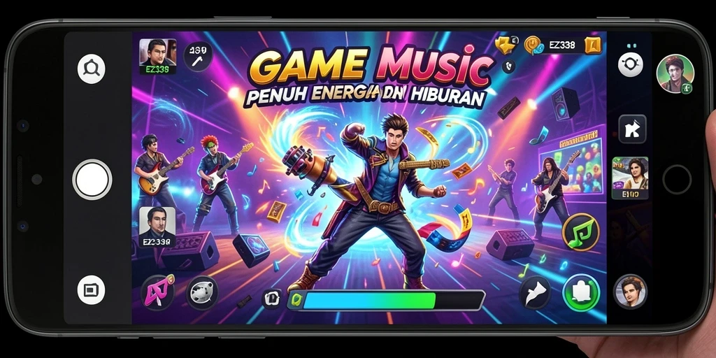 Screenshot gameplay EZ338 menampilkan pemain menikmati permainan musik.