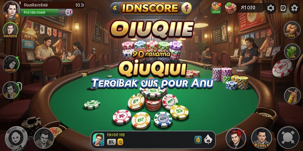 Screenshot utama IDNSCORE menampilkan aksi seru gameplay QiuQiu.