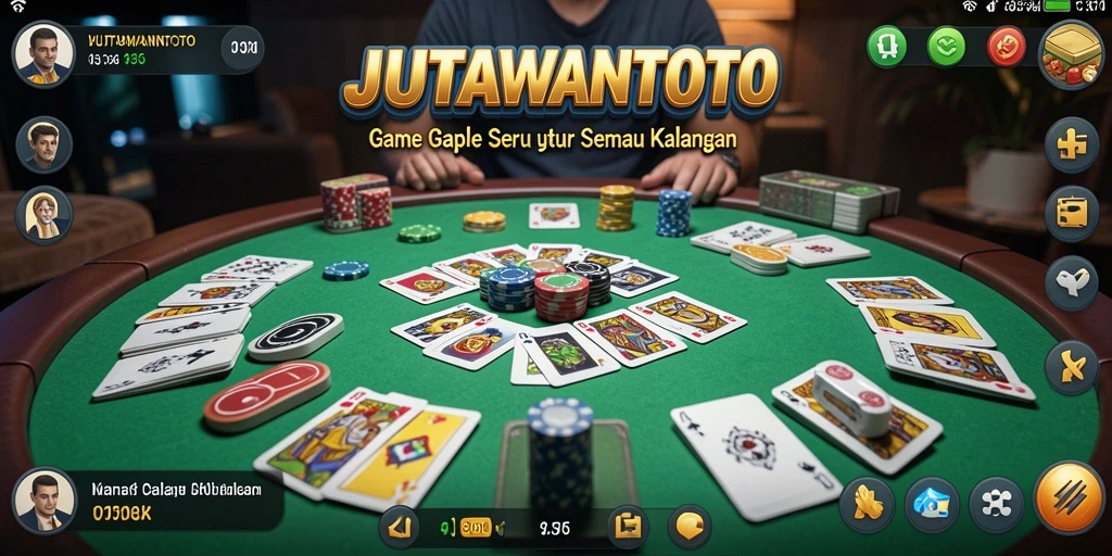 Tampilan gameplay seru dari JUTAWANTOTO yang menggambarkan permainan Gaple.