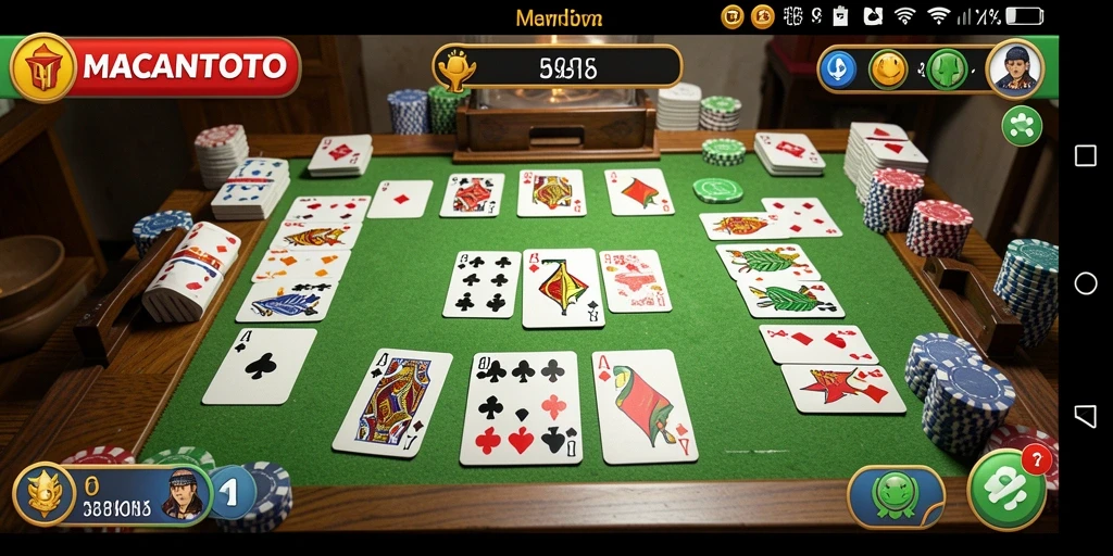 Screenshot gameplay seru dalam permainan Gaple MACANTOTO.