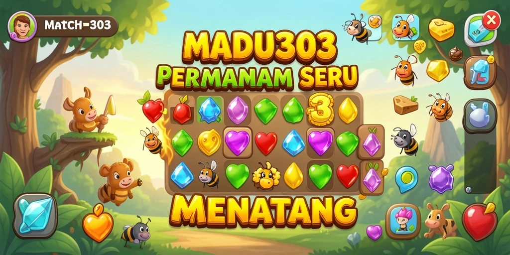 Gameplay seru MADU303 dengan tantangan Match-3 yang menarik.