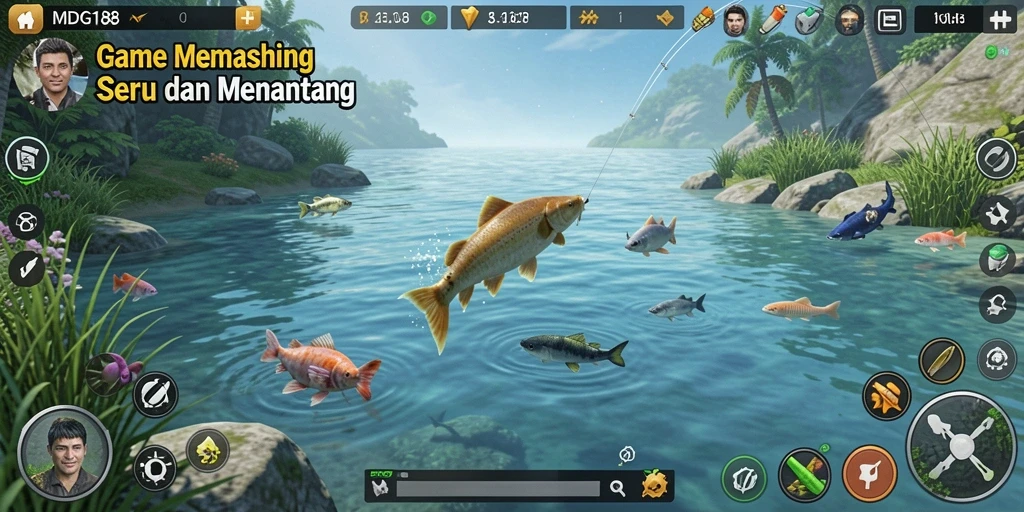 Tampilan gameplay MDG188 yang penuh aksi memancing.