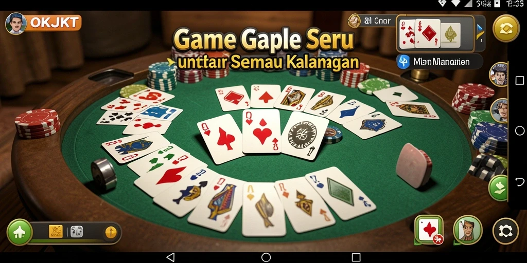 Tampilan gameplay Gaple yang seru dan interaktif di OKJKT.