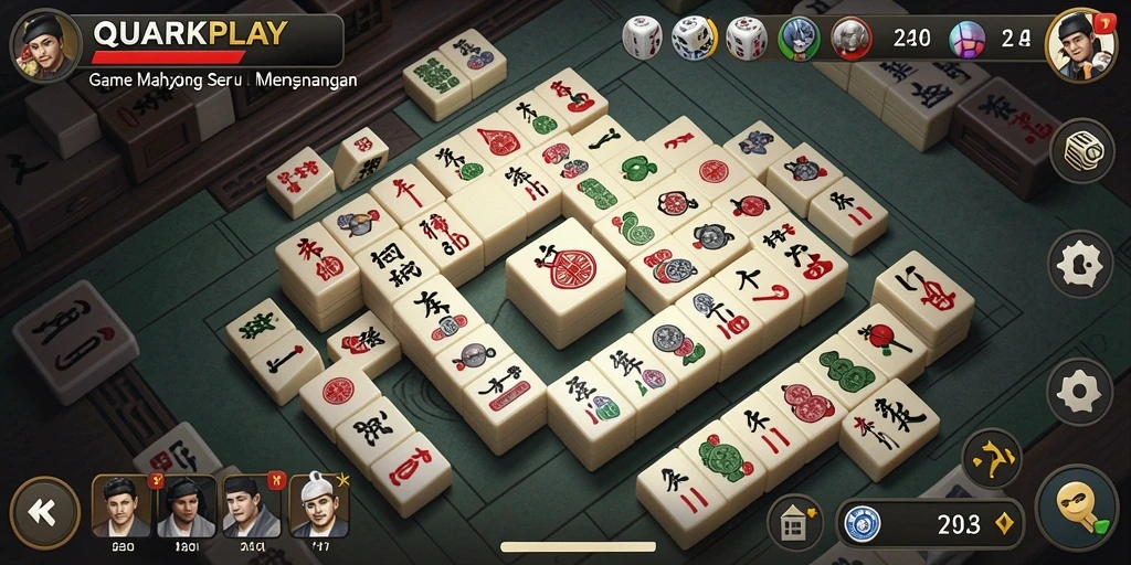 Gameplay QUARKPLAY yang mendebarkan dalam permainan Mahjong.