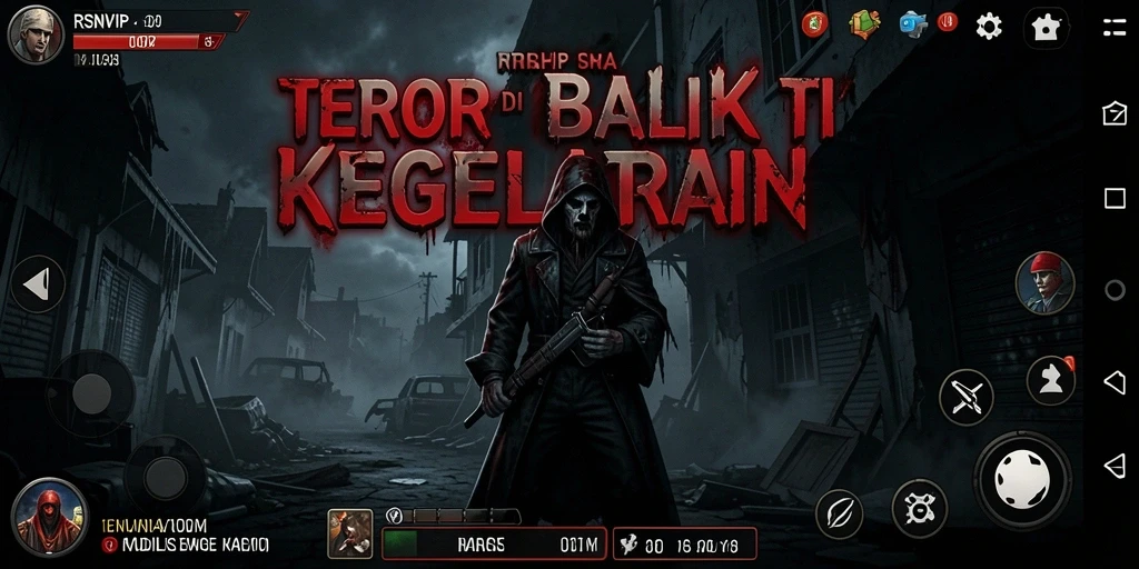 Screenshot gameplay RSNVIP menunjukkan lingkungan yang menyeramkan dan atmosfer ketegangan.